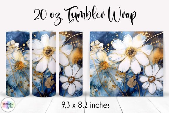 Alcohol Ink Elegant Floral Tumbler Wrap