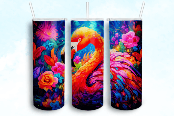 Beautiful Flaming with Flowers Tumbler