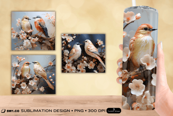 Bird Skinny Tumbler Wrap Sublimation PNG