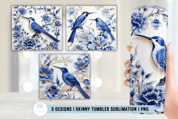 Blue and White Hummingbirds Tumbler