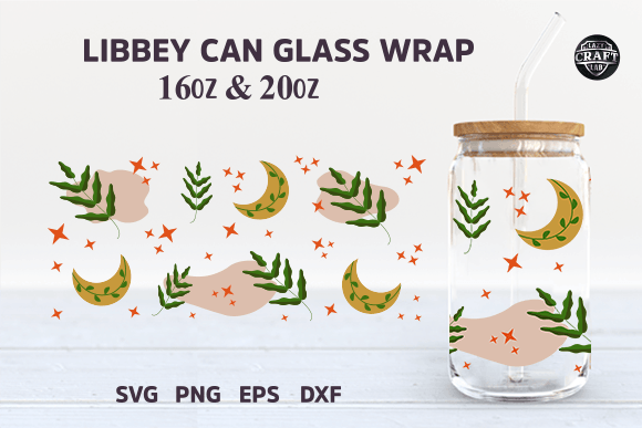 Bohemian Libbey Can Glass 16oz Wrap SVG