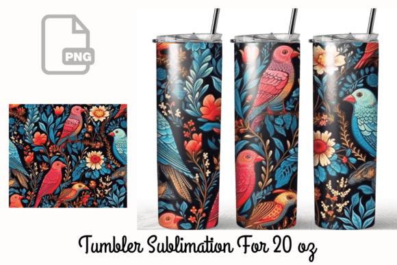 Boho Rustic with Birds Tumbler Wrap PNG