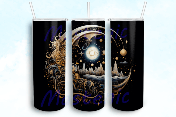 Celestial Moon 20oz Skinny Tumbler PNG