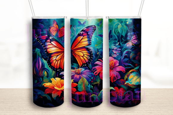 Colorful Butterflies 20 Oz Tumbler Wrap