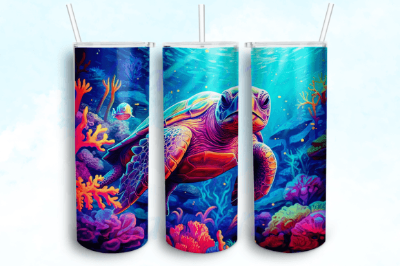 Colorful Sea Turtle in the Ocean Tumbler
