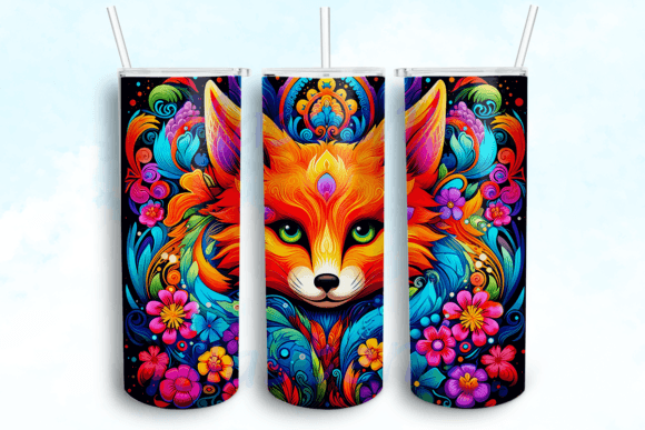 Cute Cartoon Fox 20oz Skinny Tumbler PNG
