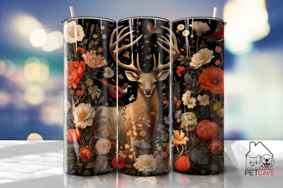 Deer and Flower Art Tumbler 20oz
