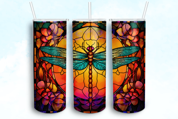 Dragonfly with Flowers 20oz Tumbler