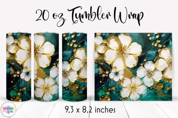 Elegant Alcohol Ink Flowers Tumbler Wrap