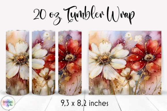 Elegant Red and Gold Floral Tumbler Wrap