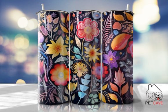 FOLK FLOWER ART Tumbler 20oz 3