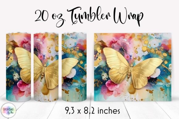 Golden Butterfly Alcohol Ink Tumbler