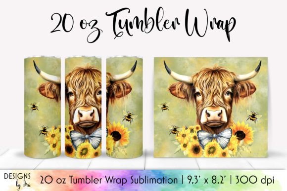 Highland Cow with Flowers 20 Oz Tumbler