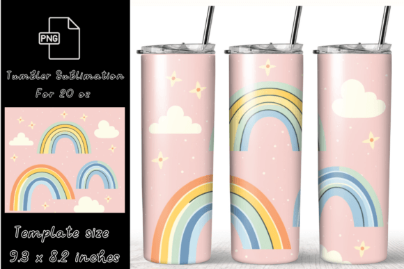 Kawaii Rainbows 20 Oz Tumbler Wrap