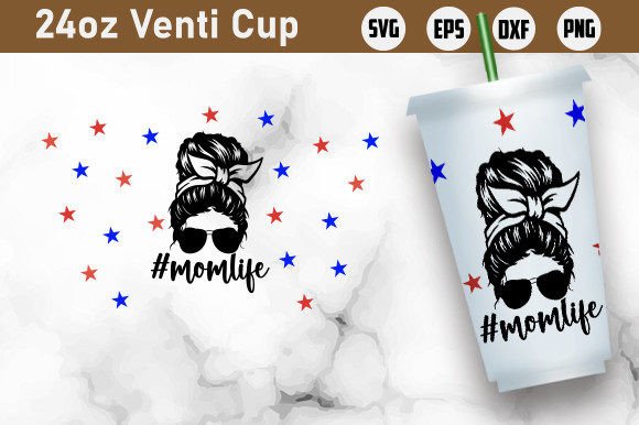momlife, 4th July 24oz Venti Cold Cup