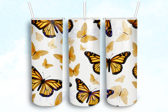 Monarch Butterflies on Cream Tumbler