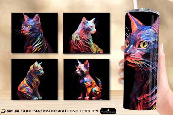 Neon Cat Tumbler Sublimation