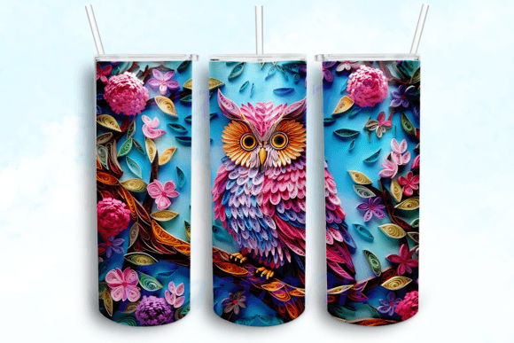 Owl with Flowers 20oz Skinny Tumbler
