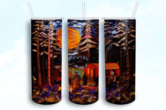 Paper Quilling Camping 20oz Tumbler
