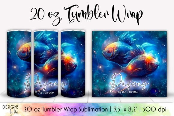 Pisces Zodiac Sign Tumbler Wrap 20 Oz