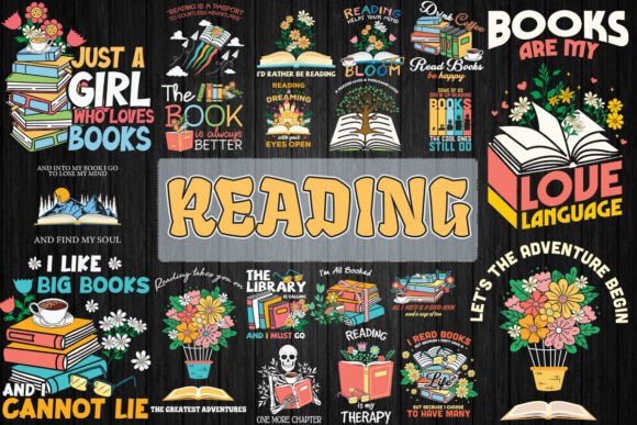 Reading SVG Bundle: 20 Designs for Book-Loving Makers