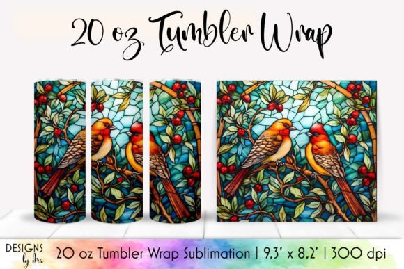 Stained Glass Birds Christmas Tumbler
