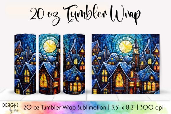 Stained Glass Christmas Village Tumbler