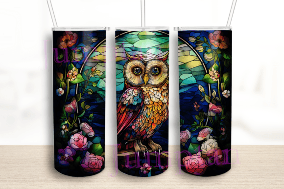 Stained Glass Cute Baby Owl Tumbler