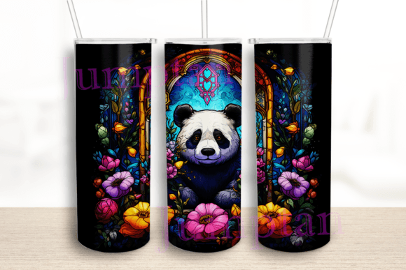 Stained Glass Cute Baby Panda Tumbler