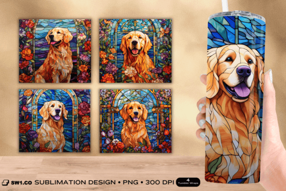 Stained Glass Golden Tumbler Sublimation