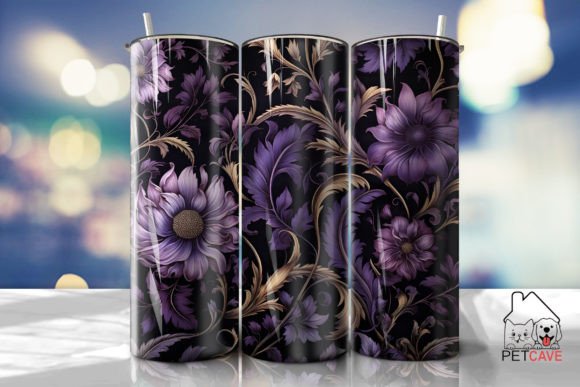 Vintage Purple Flower Tumbler 4