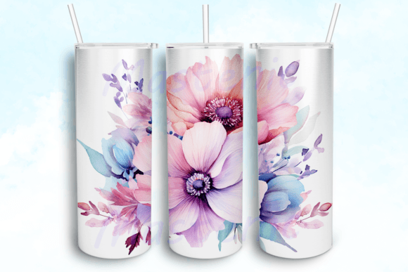 Watercolor Boho Flowers 20oz Tumbler