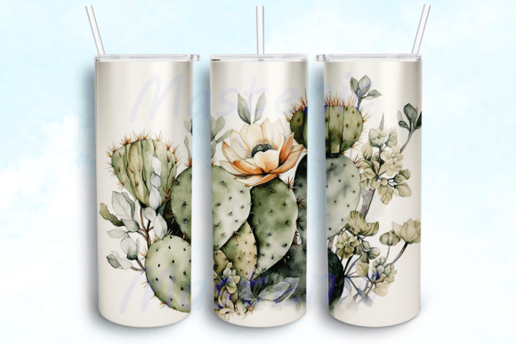 Watercolor Cactus 20oz Skinny Tumbler