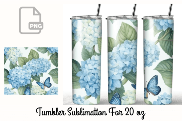 Watercolor Hydrangea Butterfly Tumbler